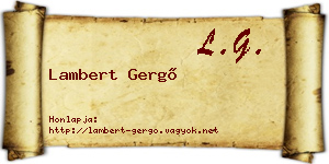 Lambert Gergő névjegykártya