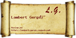 Lambert Gergő névjegykártya